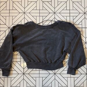 Free People Gray Cropped Sweatshirt